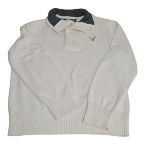 American Eagle Outfitters Classic Fit Men's XL 3/4 Zip Off White 100%‎ Cotton